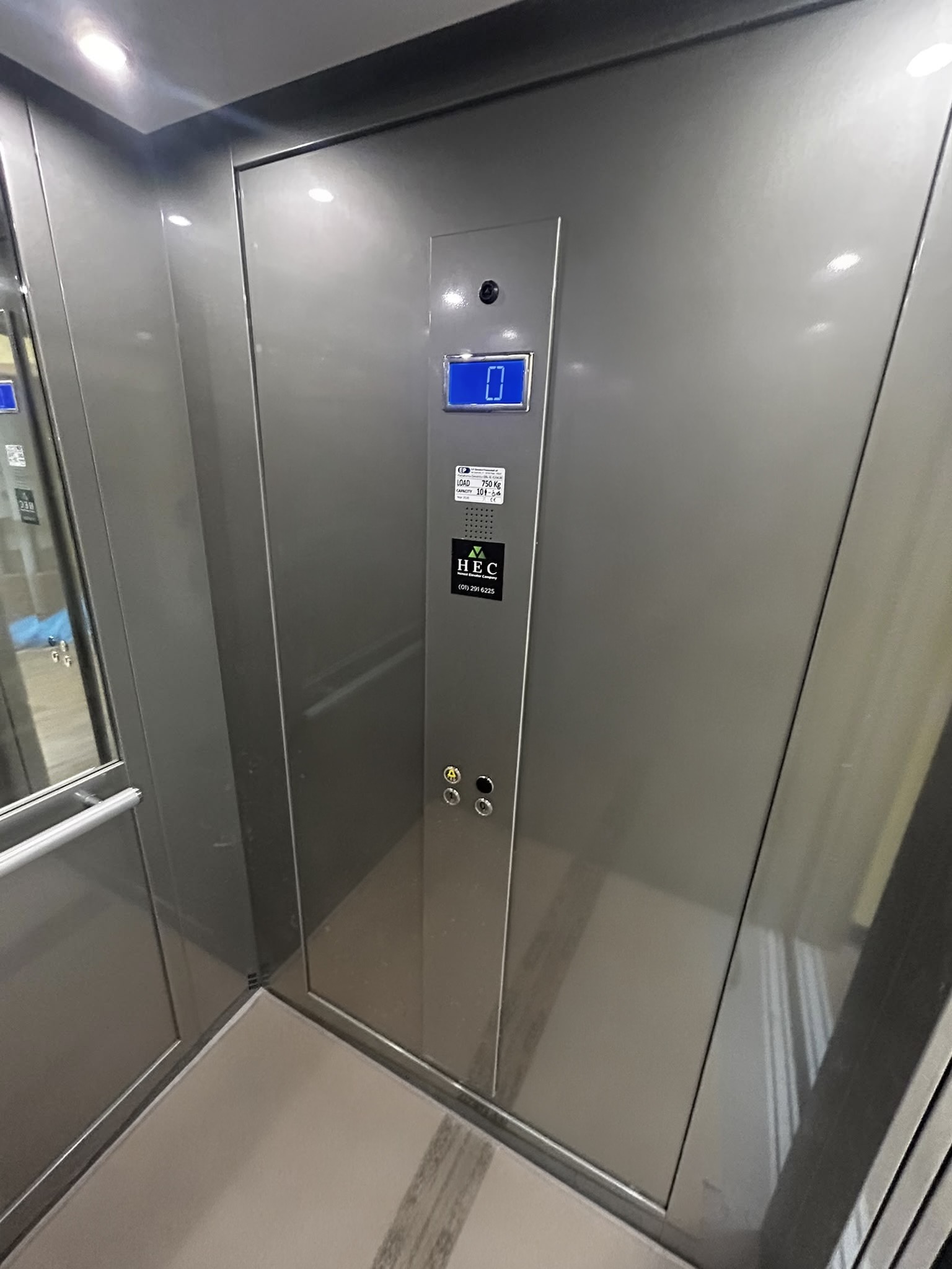 Passenger lift interior and controls
